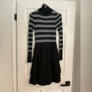BCBG Black and Gray Striped Dress